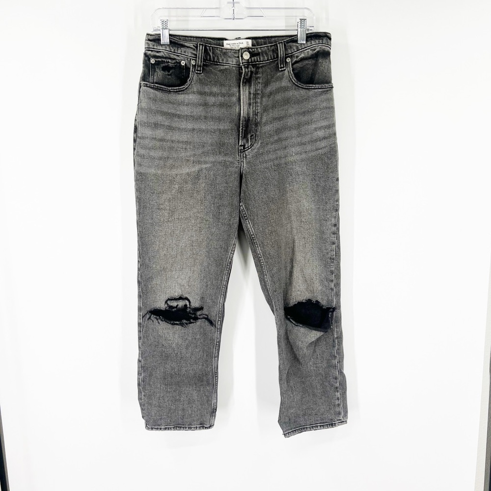 Abercrombie & Fitch The Ankle Straight Jeans Ultra High Rise Distressed